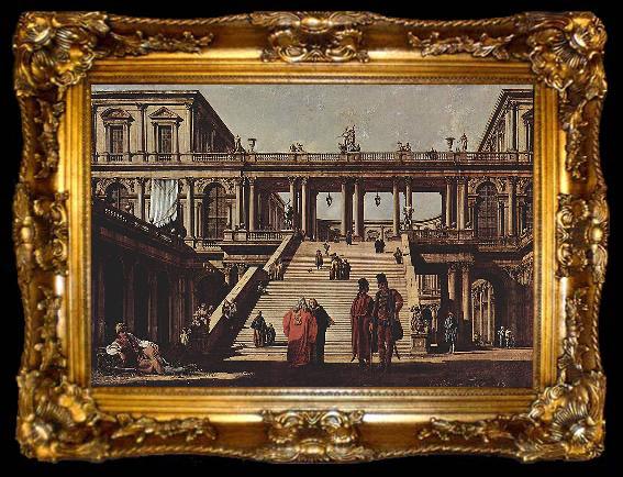 framed  Bernardo Bellotto Capriccio, Palasttreppe, ta009-2